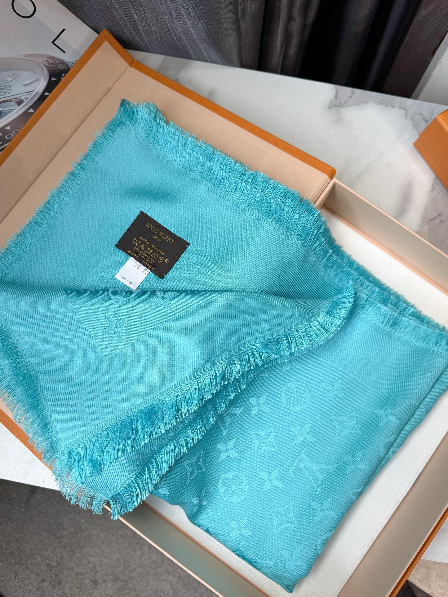 Khăn LV Khổ 140x140 Xanh