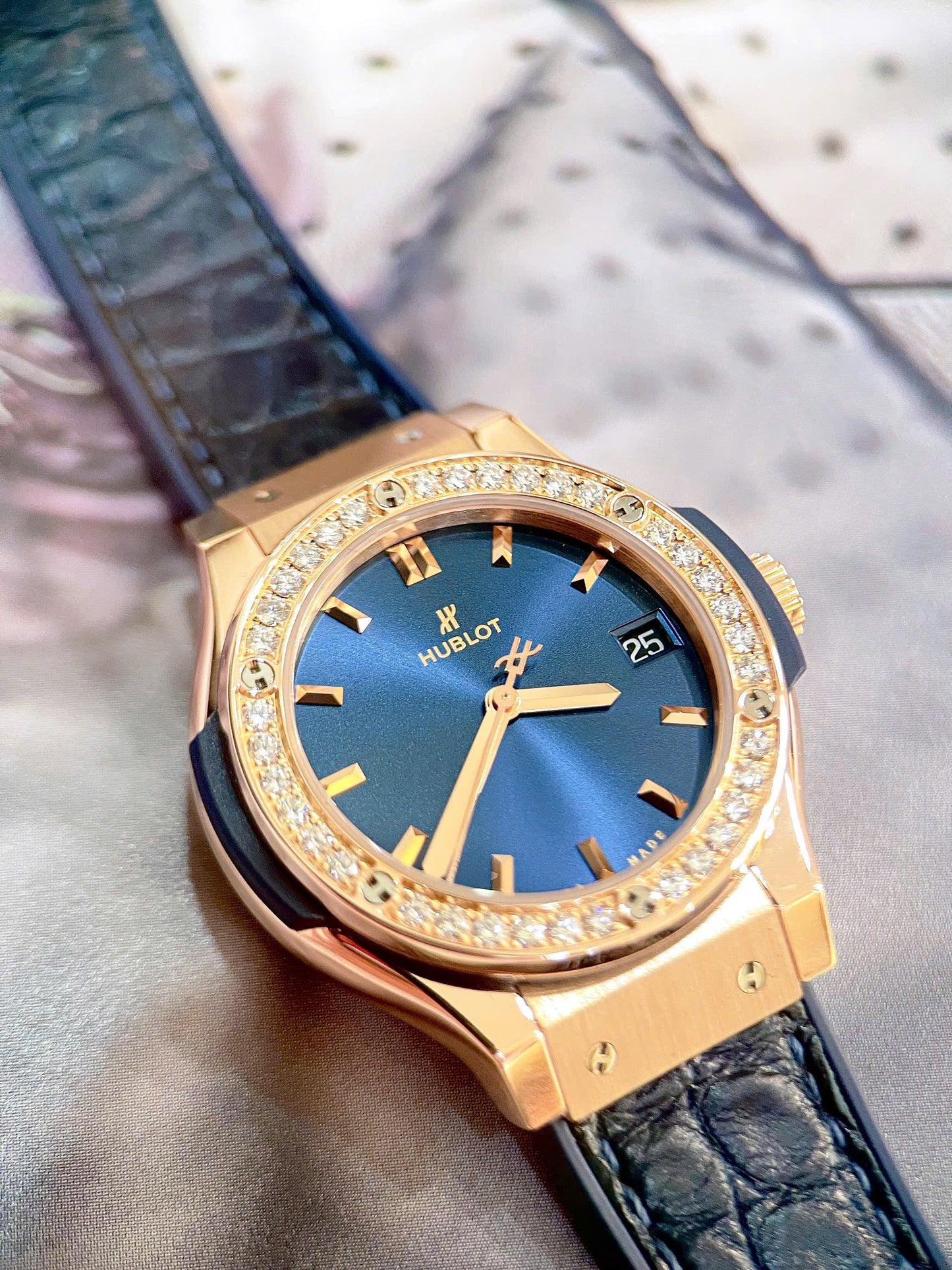 Đồng Hồ Hublot Classic Fusion 33mm King Gold Blue Kim zin