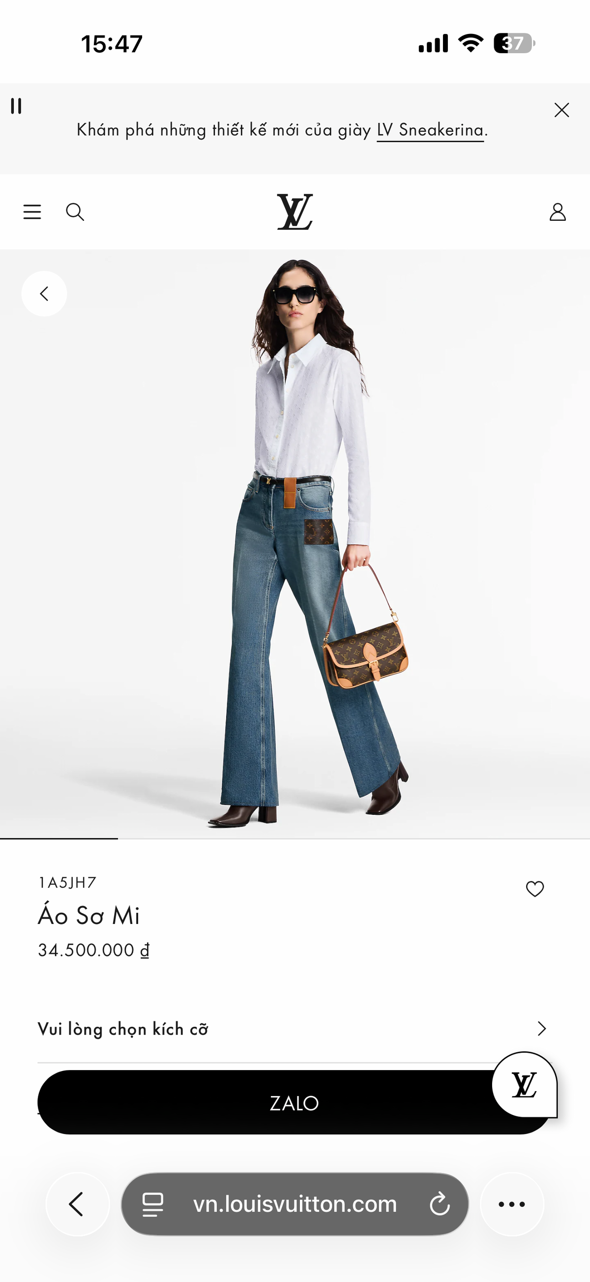 Áo Sơ Mi LV Size 36 New