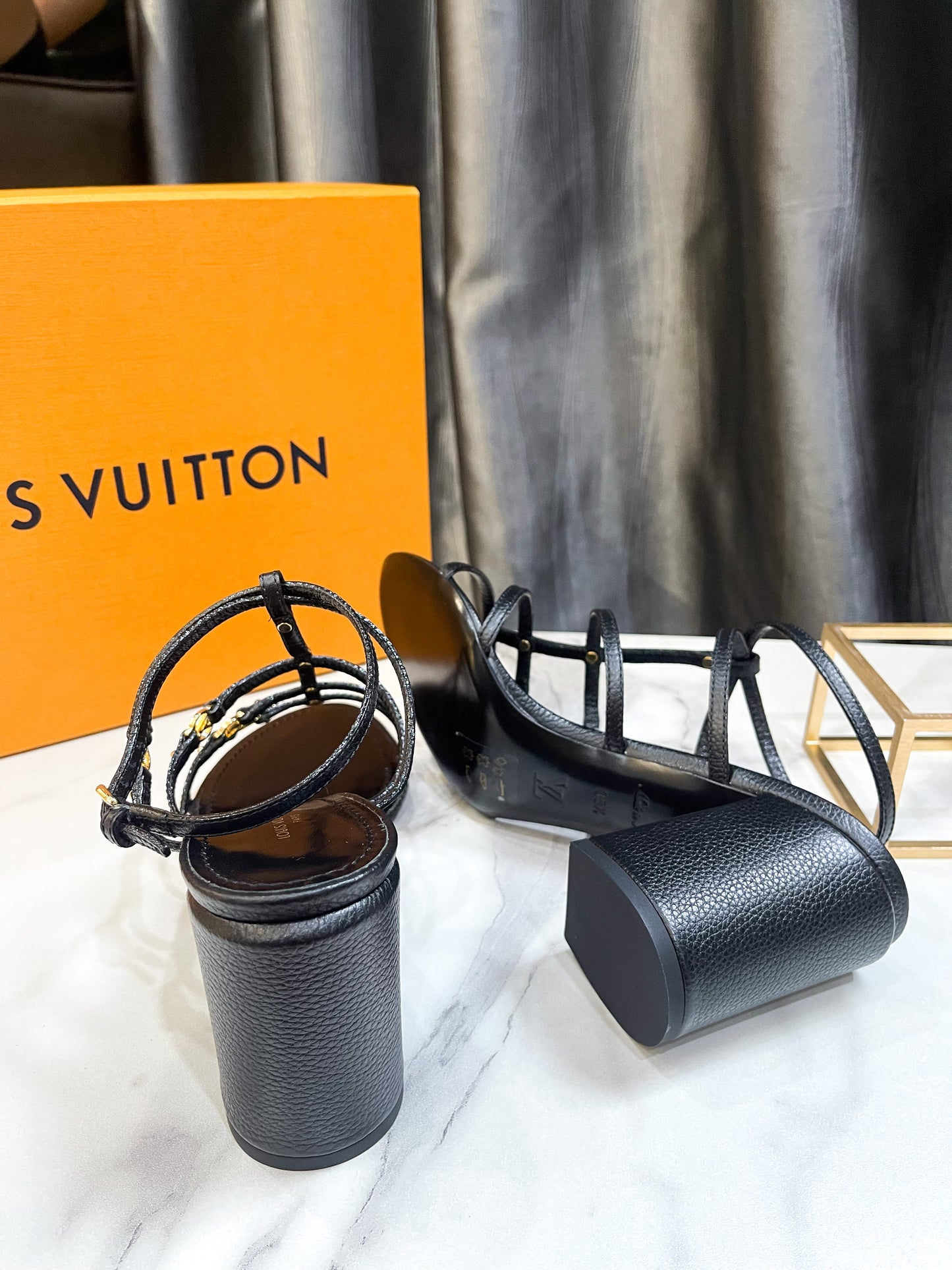 LV Sandal with Black Straps