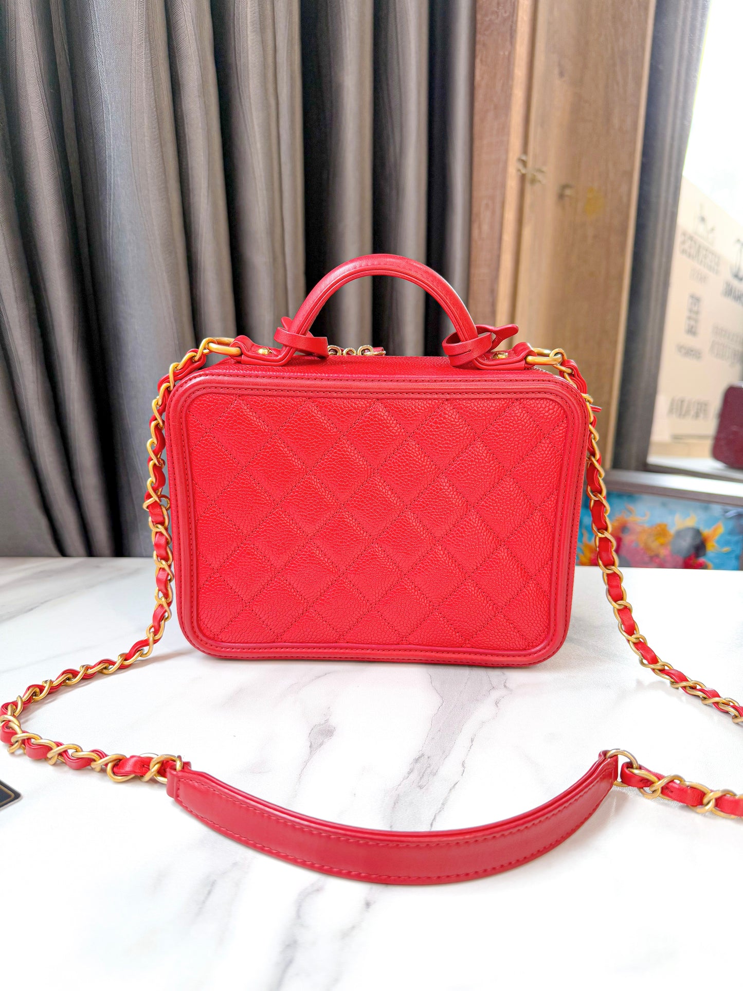 Chanel Vanity M Caviar Đỏ