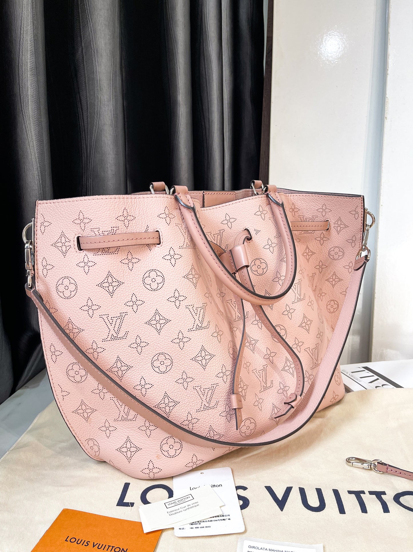 LV Girolata Handbag Mahina Leather