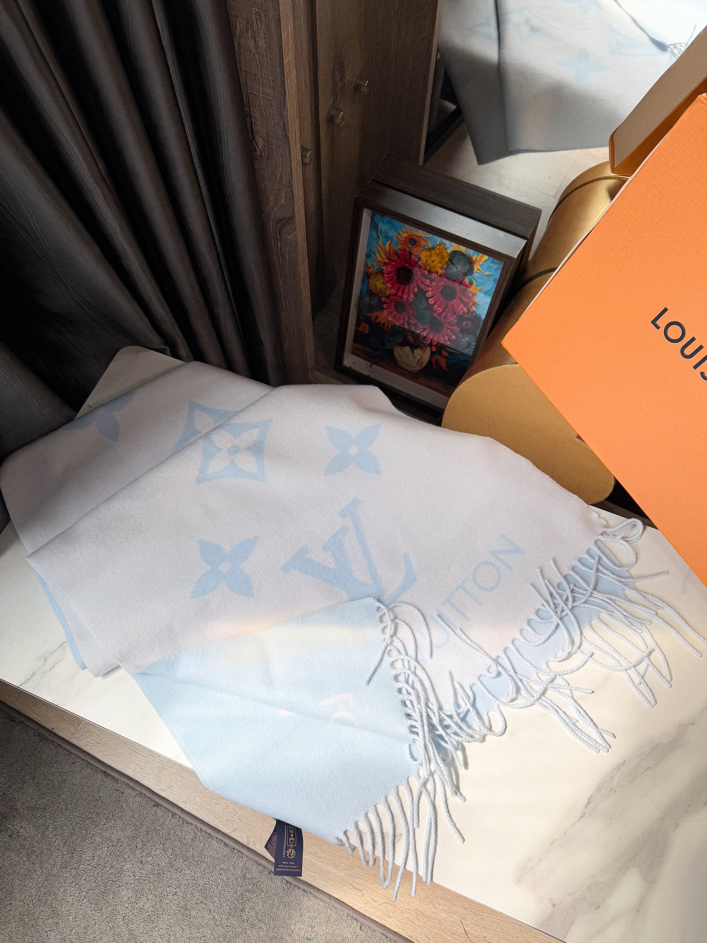 Khăn LV Cashmere Xanh New 7/3