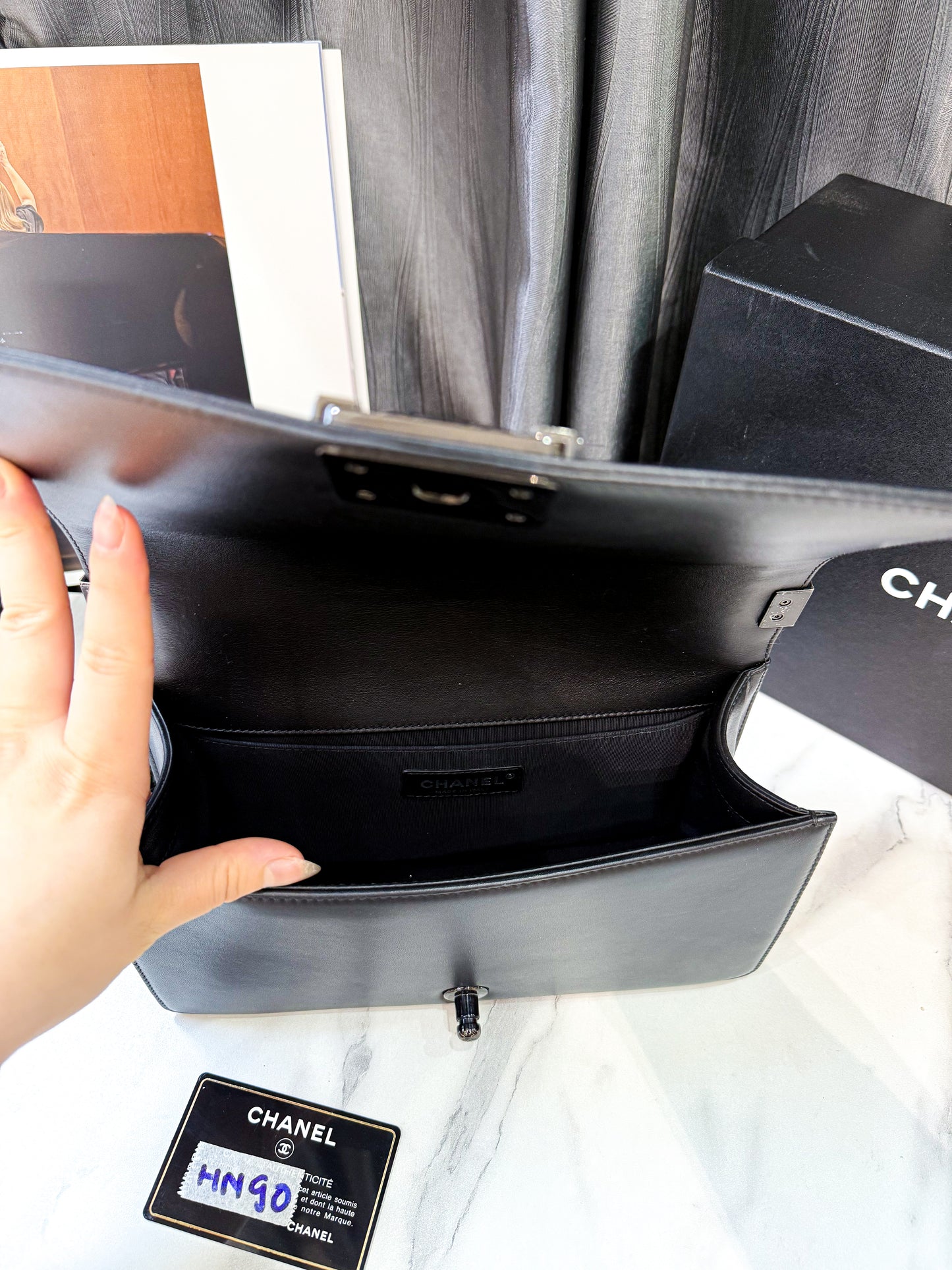 A A Chanel Boy M Phối Xanh HN90