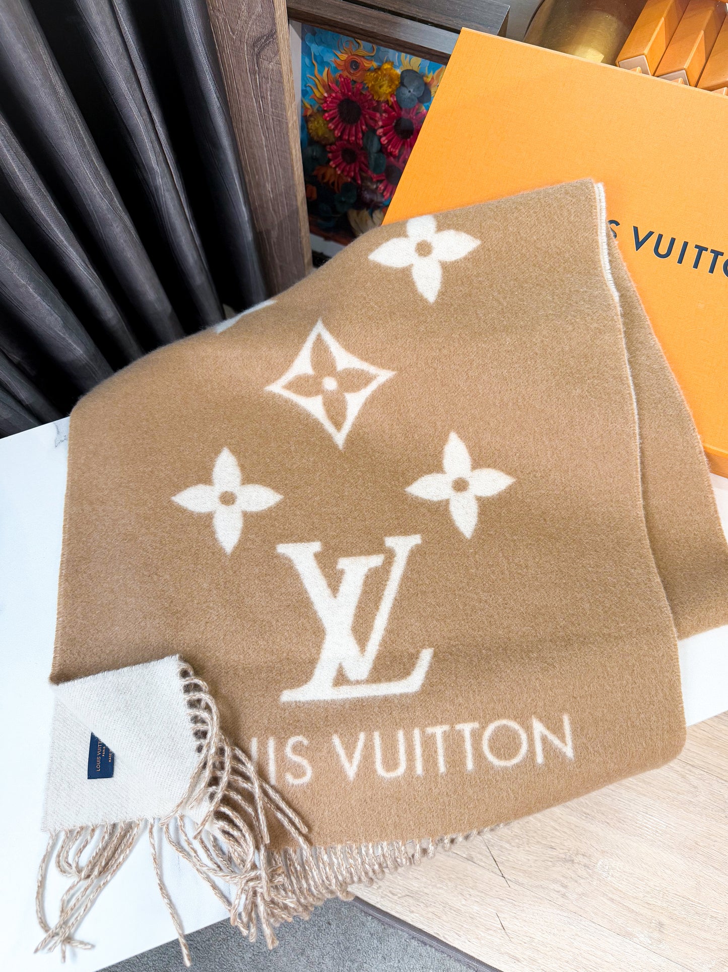 Khăn LV Cashmere Begie Nâu 14/5