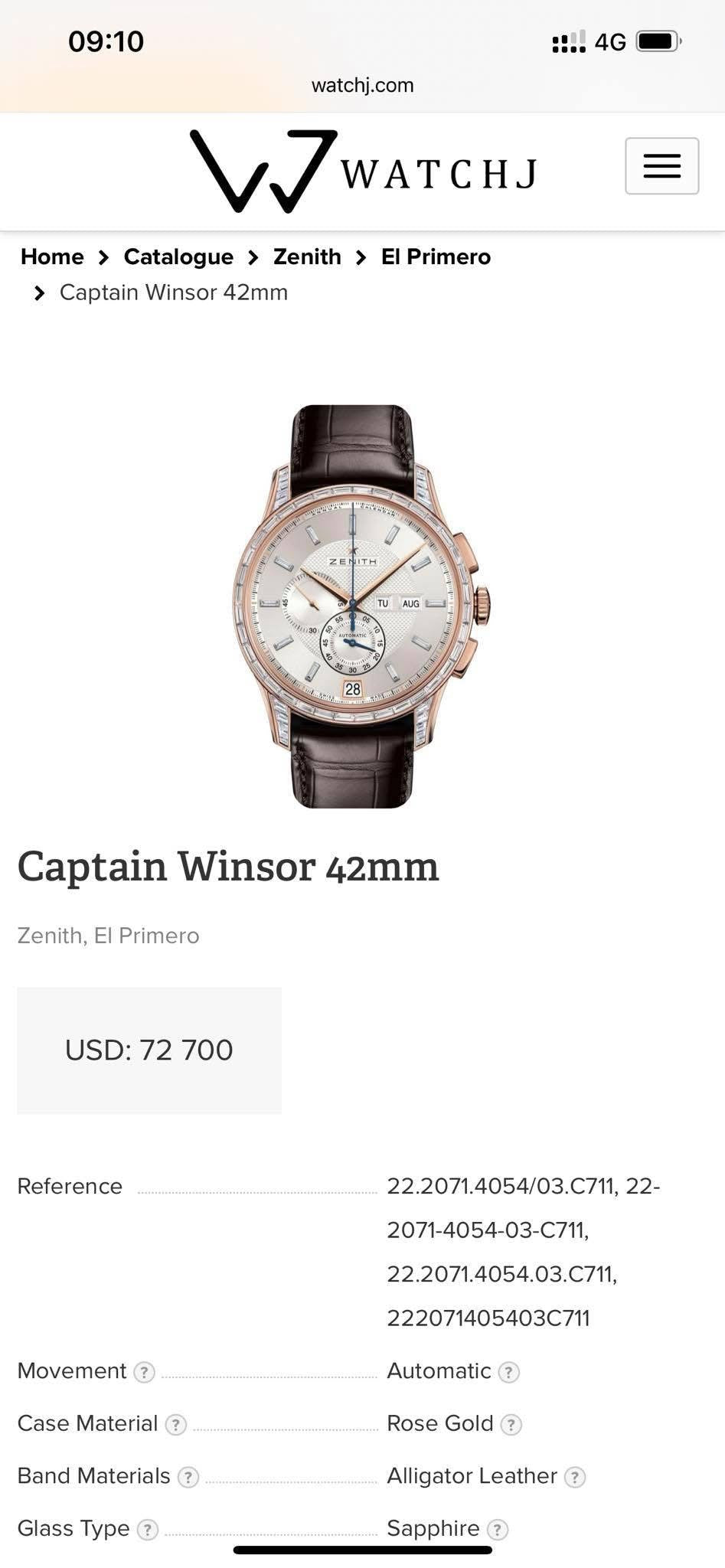 Đồng Hồ Zenith EI Primero Captain Winsor Size 42mm