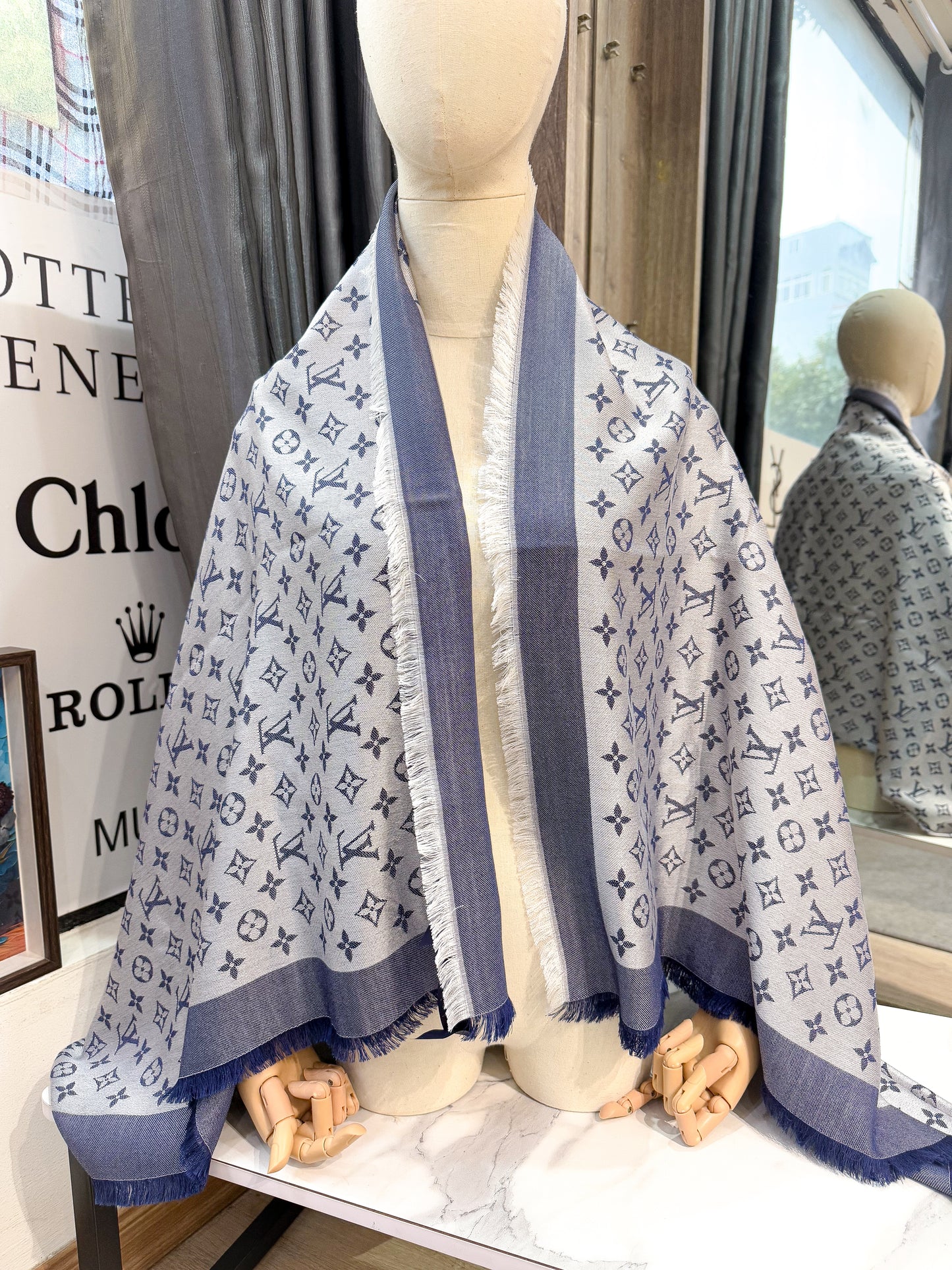 Khăn LV Denim Xanh New