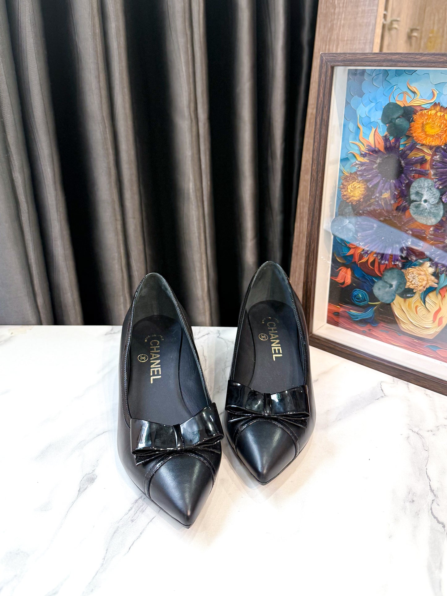Giày Chanel Nơ Đen Size 35.5