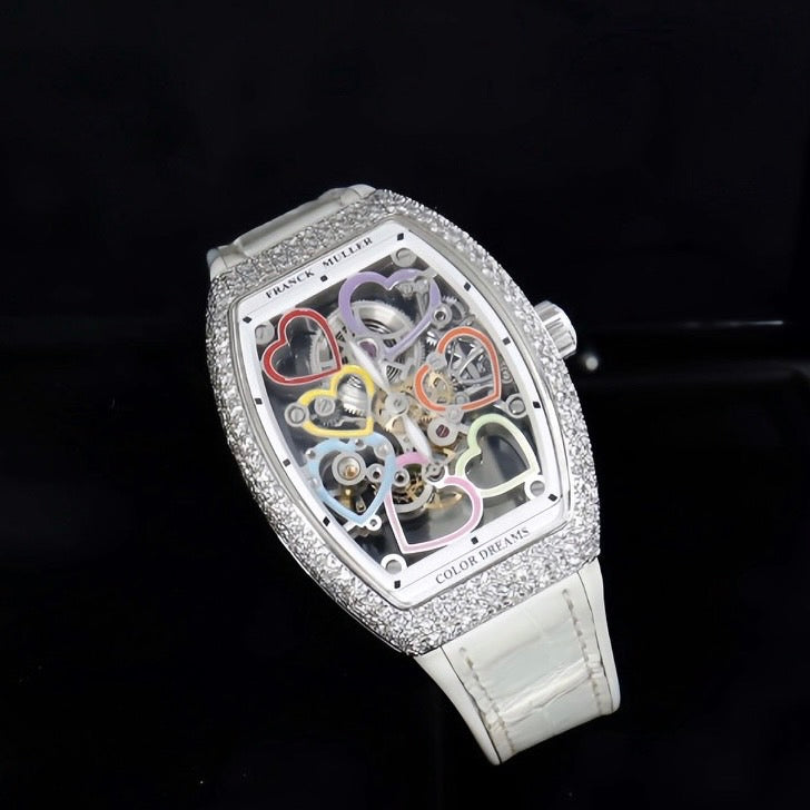 Đồng Hồ Frank Muller V32 Skeleton Diamond Flower White