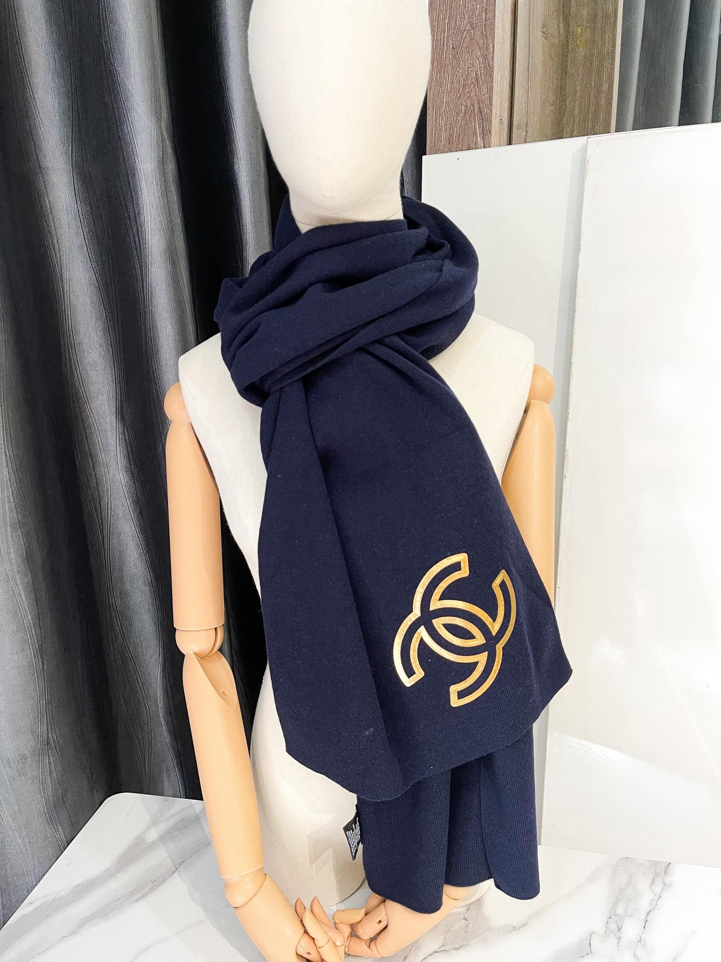 Khăn Cashmere Chanel Xanh