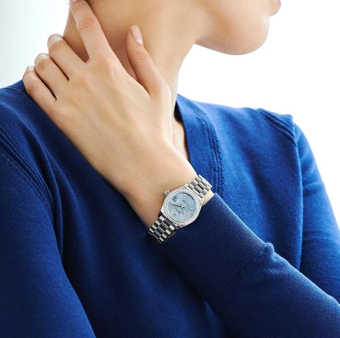 Đồng Hồ Rolex Datejust 279136RBR Platin Ice Blue 28mm