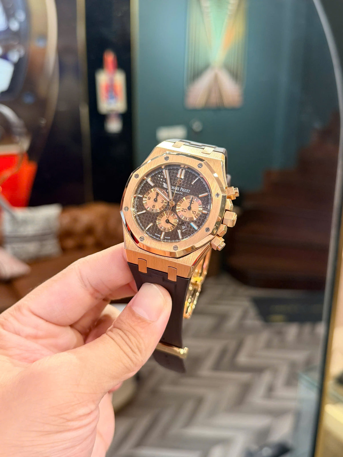 Đồng Hồ Audemars Piguet Royal Oak Chronograph 41mm Rose Gold Chocolate Dial 26331OR