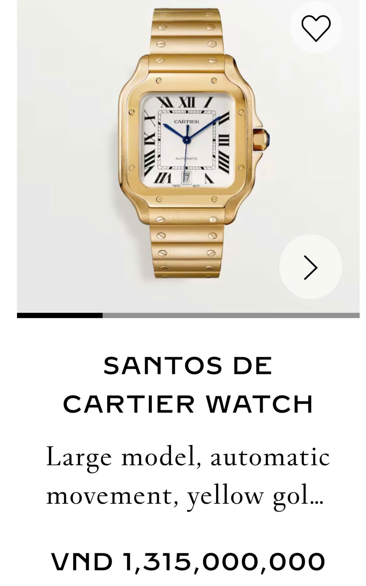 Cartier Santos de Cartier Large WGSA0029 Vàng Vàng 18K