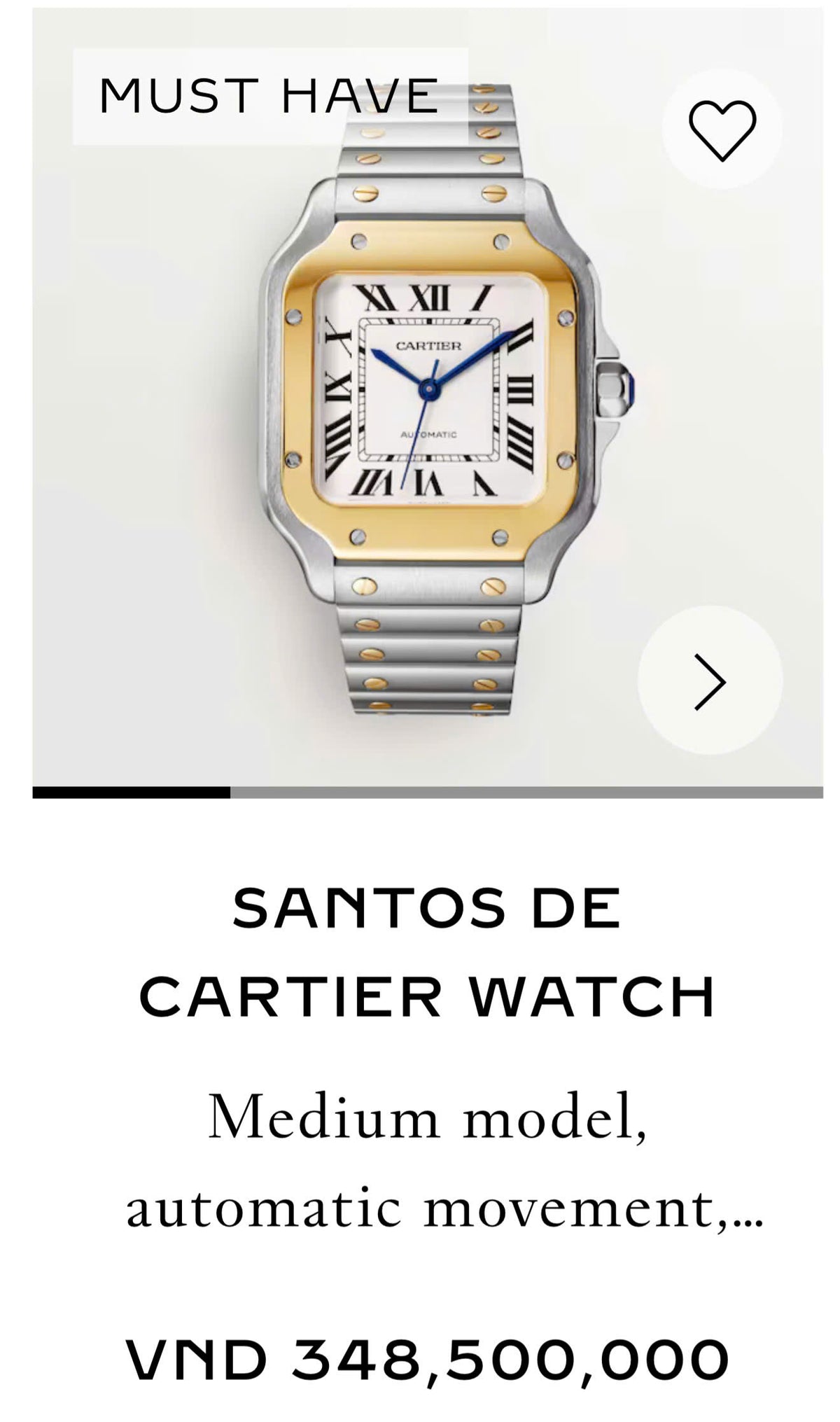 Cartier Santos W2SA0016 Demi Yellow Gold