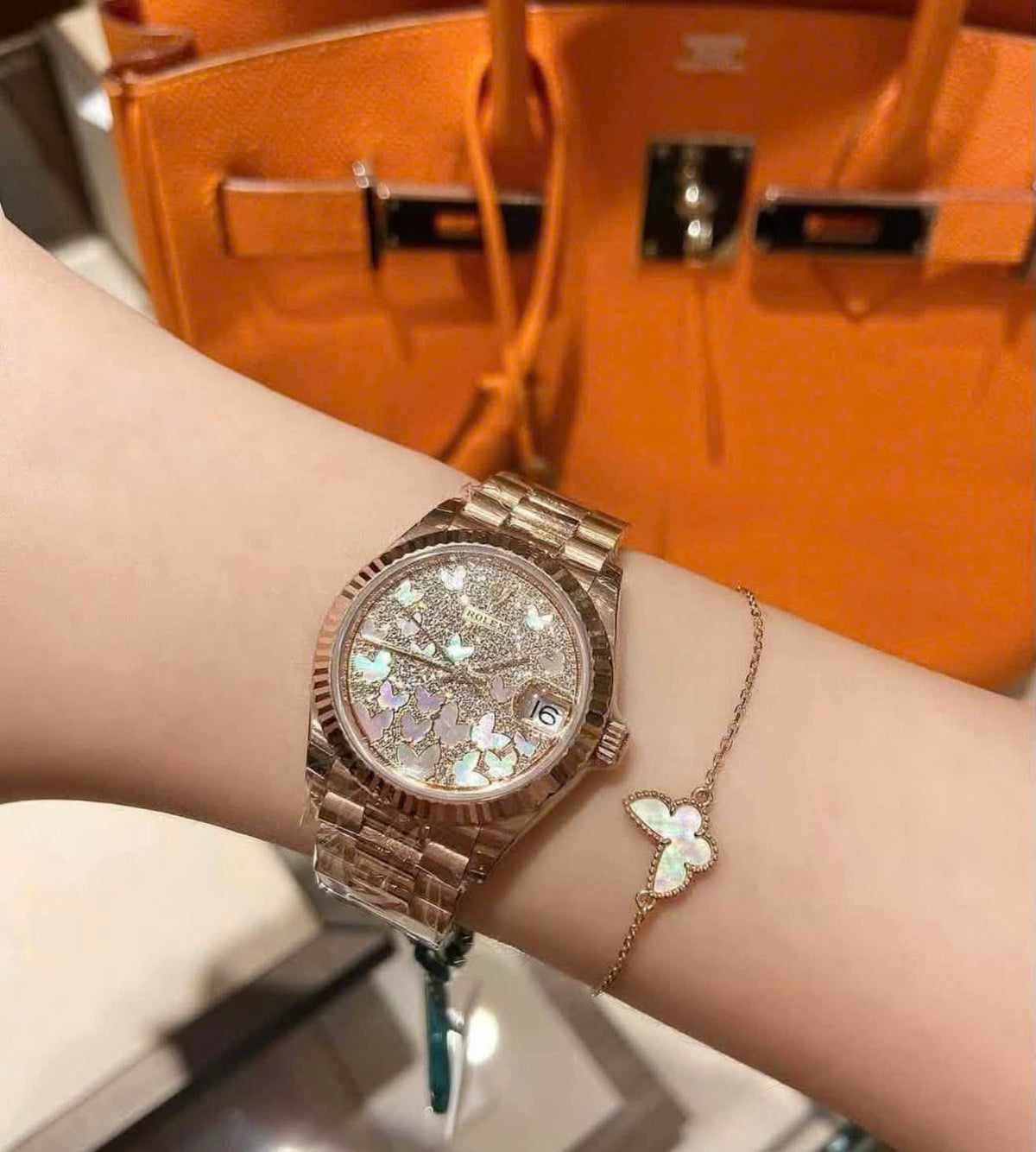 Rolex Datejust 278275 Everose Gold Butterfly