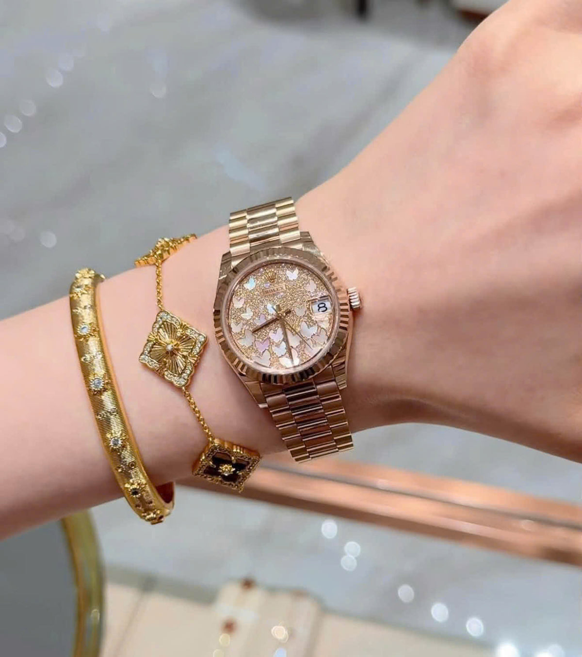 Rolex Datejust 278275 Everose Gold Butterfly