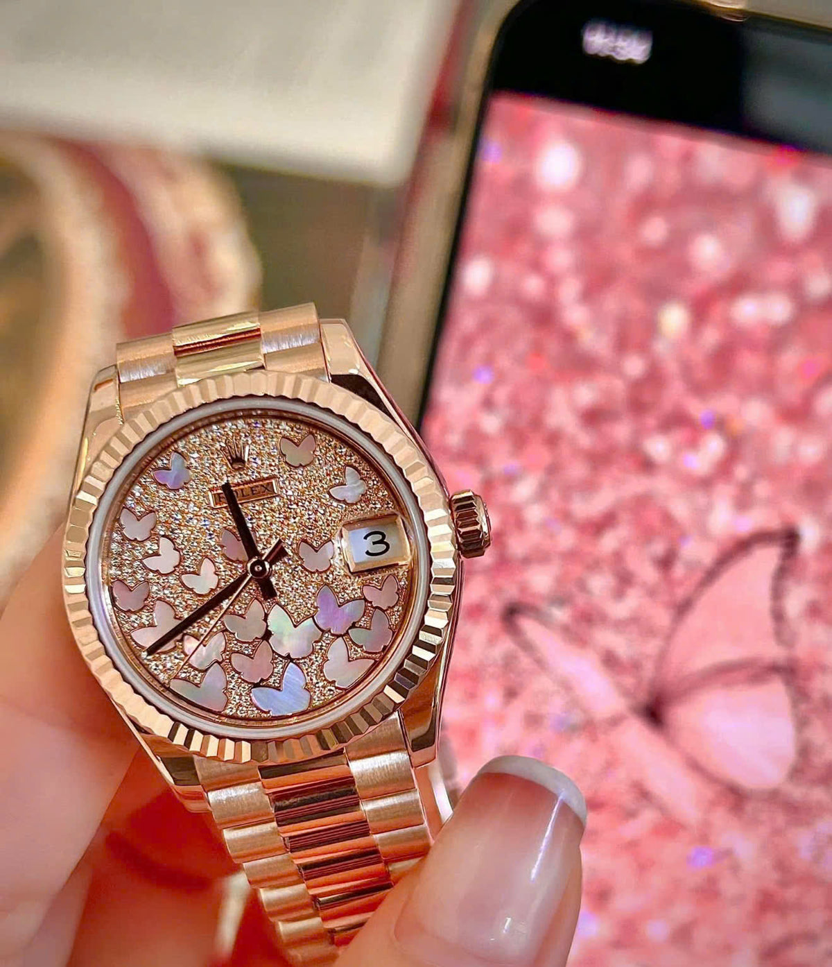 Rolex Datejust 278275 Everose Gold Butterfly