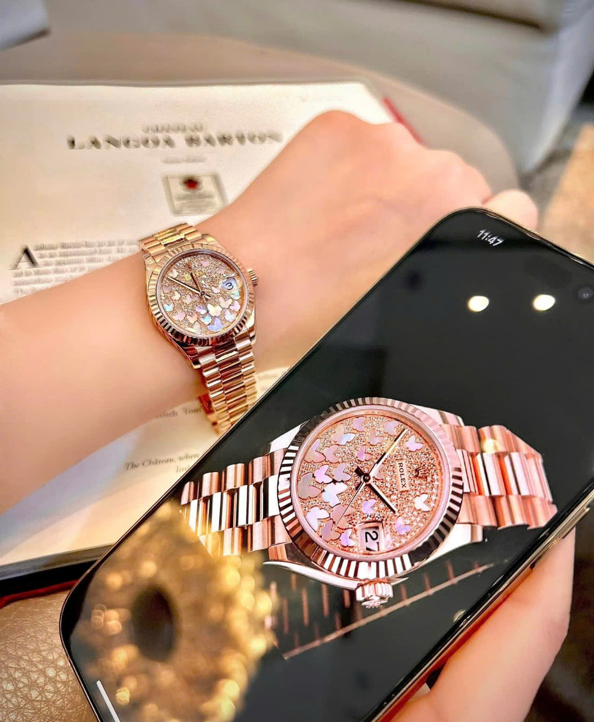 Rolex Datejust 278275 Everose Gold Butterfly
