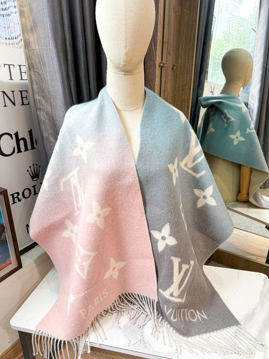 Khăn Cashmere LV Omber Hồng Xanh