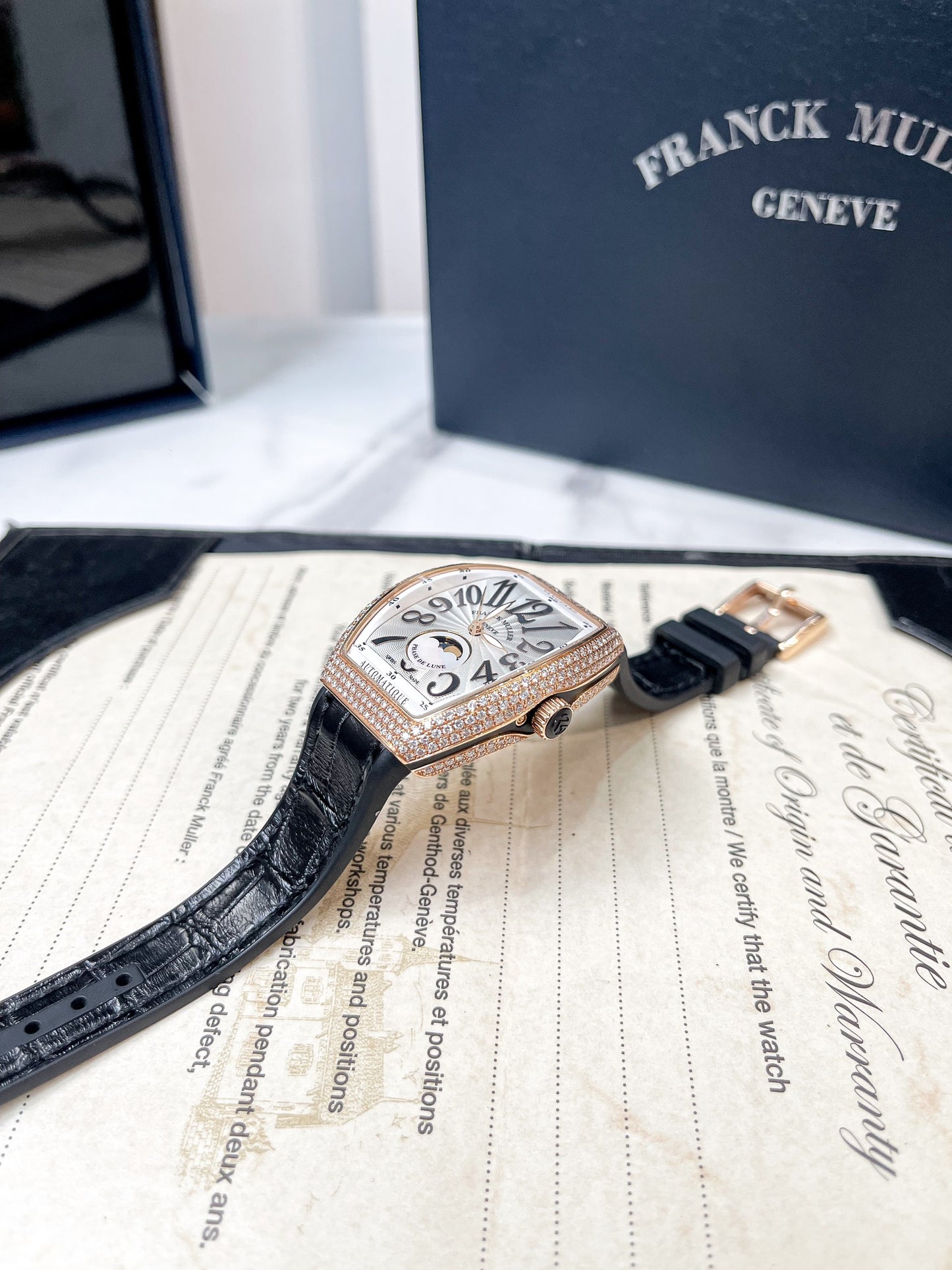 Đồng Hồ Franck Muller V32 Moonphase Rose Gold Diamond Custom