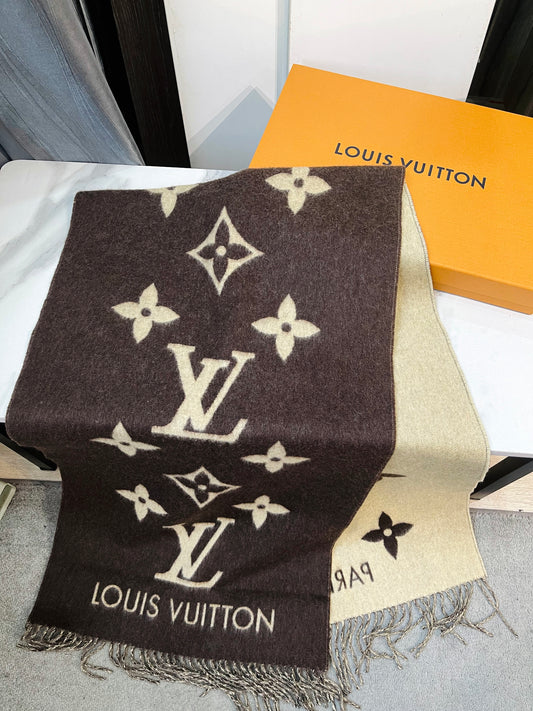 Khăn LV Cashmere Nâu