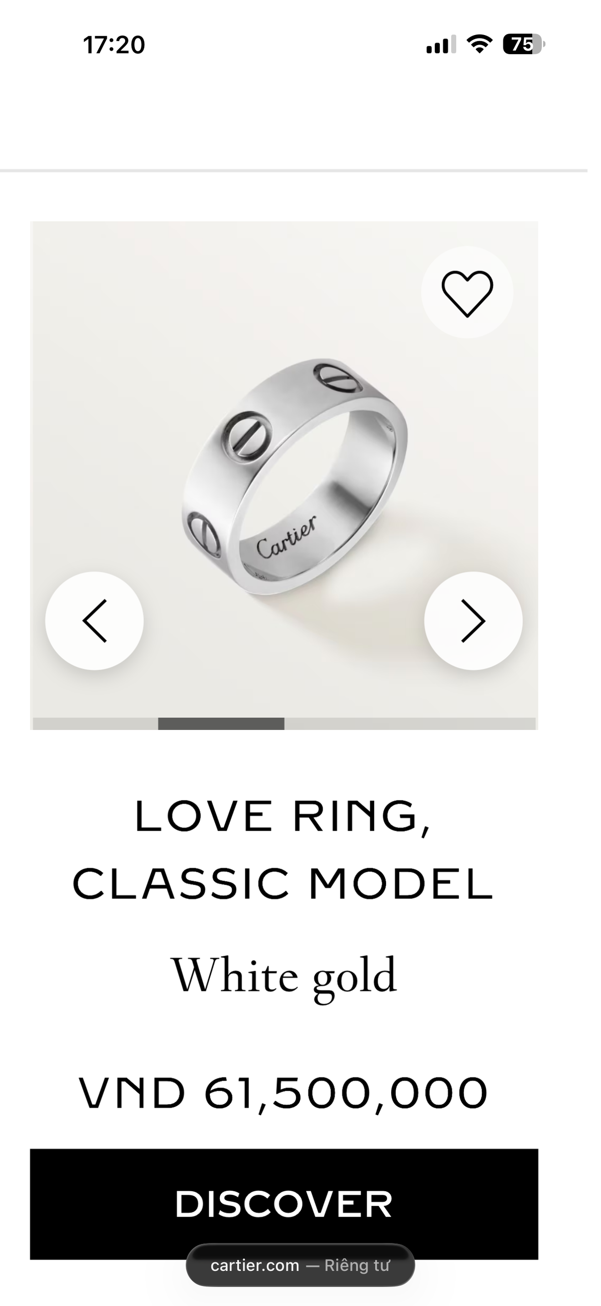 Nhẫn Cartier Love Ring Size 54