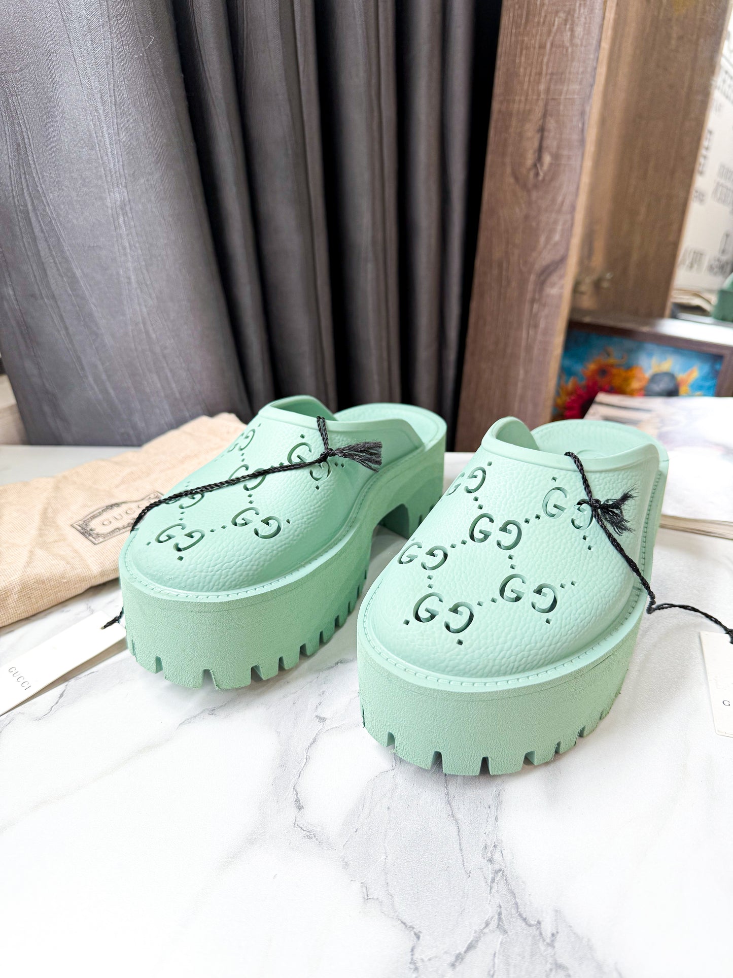 Dép Gucci Xanh New Trưng Bày Size 35