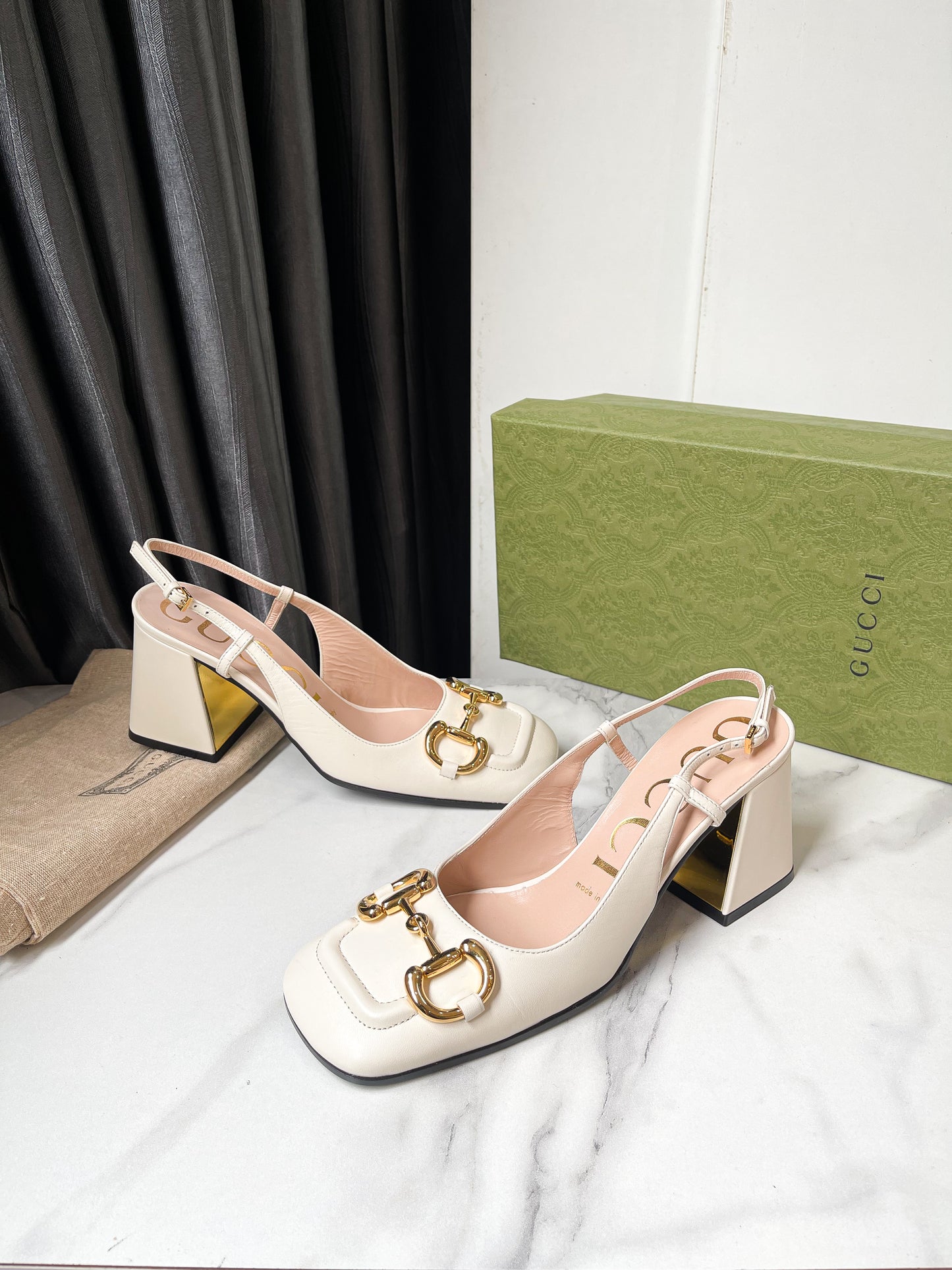 Slingback Gucci Trắng Size 36.5 New