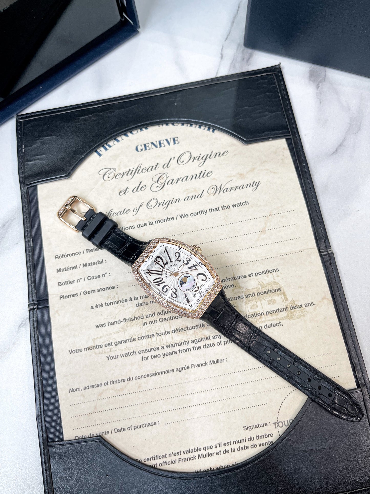 Đồng Hồ Franck Muller V32 Moonphase Rose Gold Diamond Custom