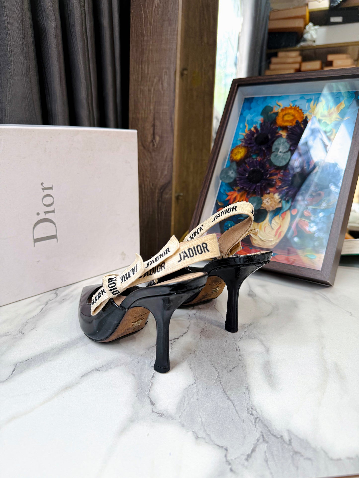 Slingback Dior Đen Size 34.5D