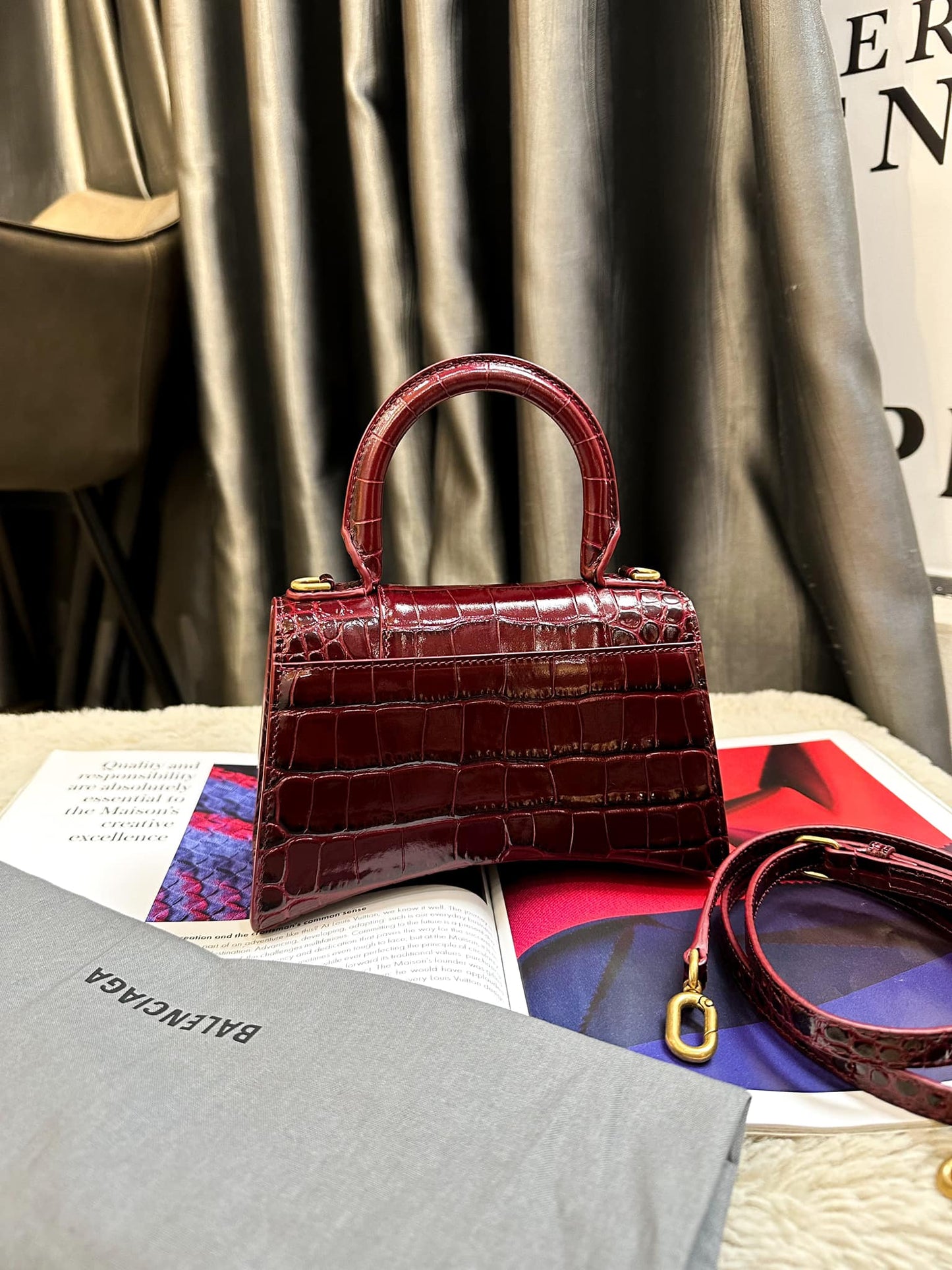 Túi Balenciaga Vân Croc Màu Mận