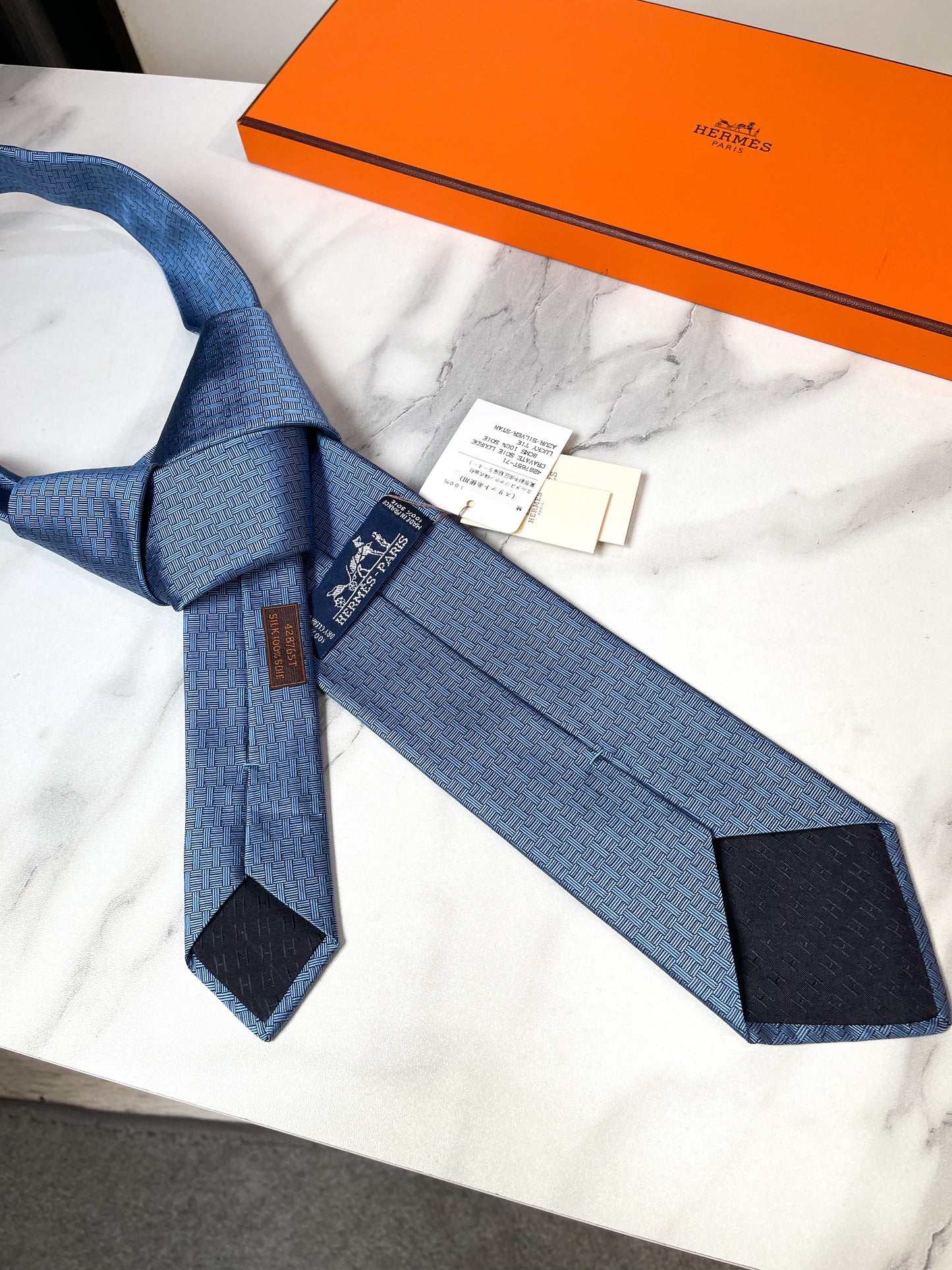 Cà Vạt Hermes Xanh New