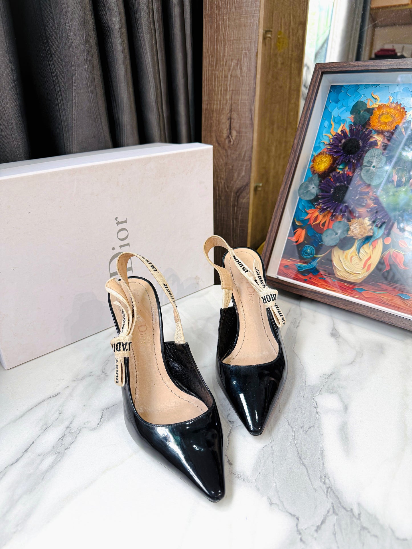 Slingback Dior Đen Size 34.5D