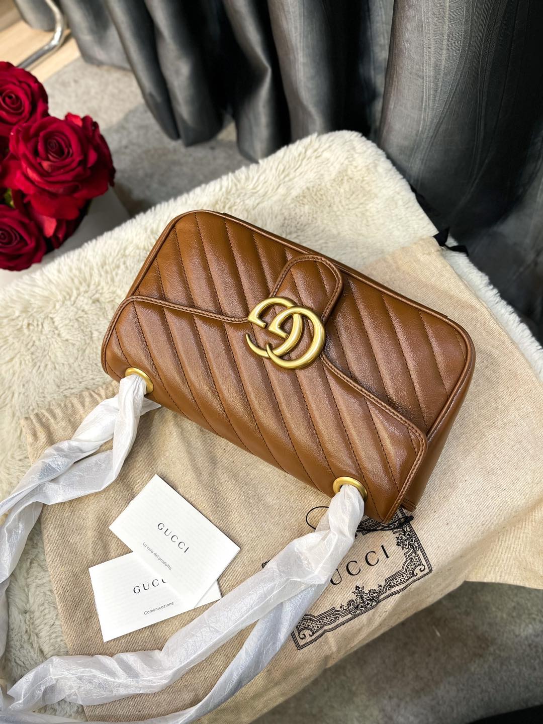 Gucci Marmont 26 Màu Nâu New