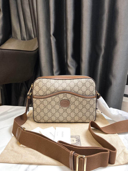 Gucci Canvas Logo Crossbody Bag