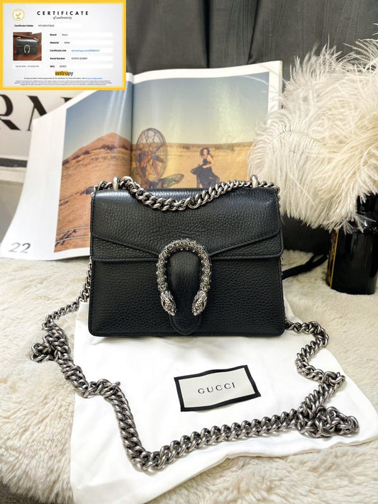 Gucci Dionysus Black Grained Leather