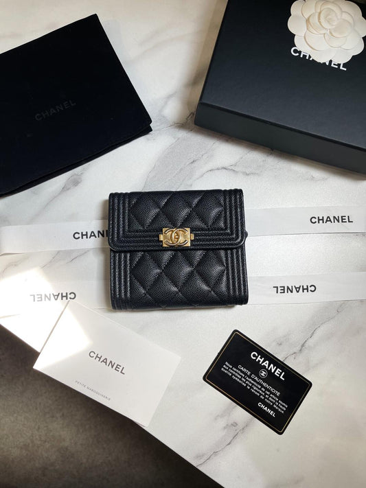 Chanel Ví Gấp 3 Đen Caviar