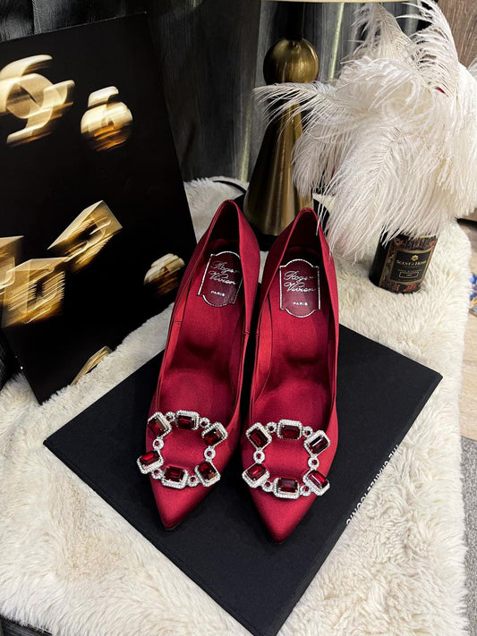 Roger Red Satin Shoes