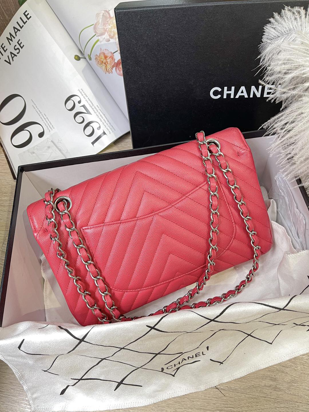 Chanel Classic Chevron Hồng