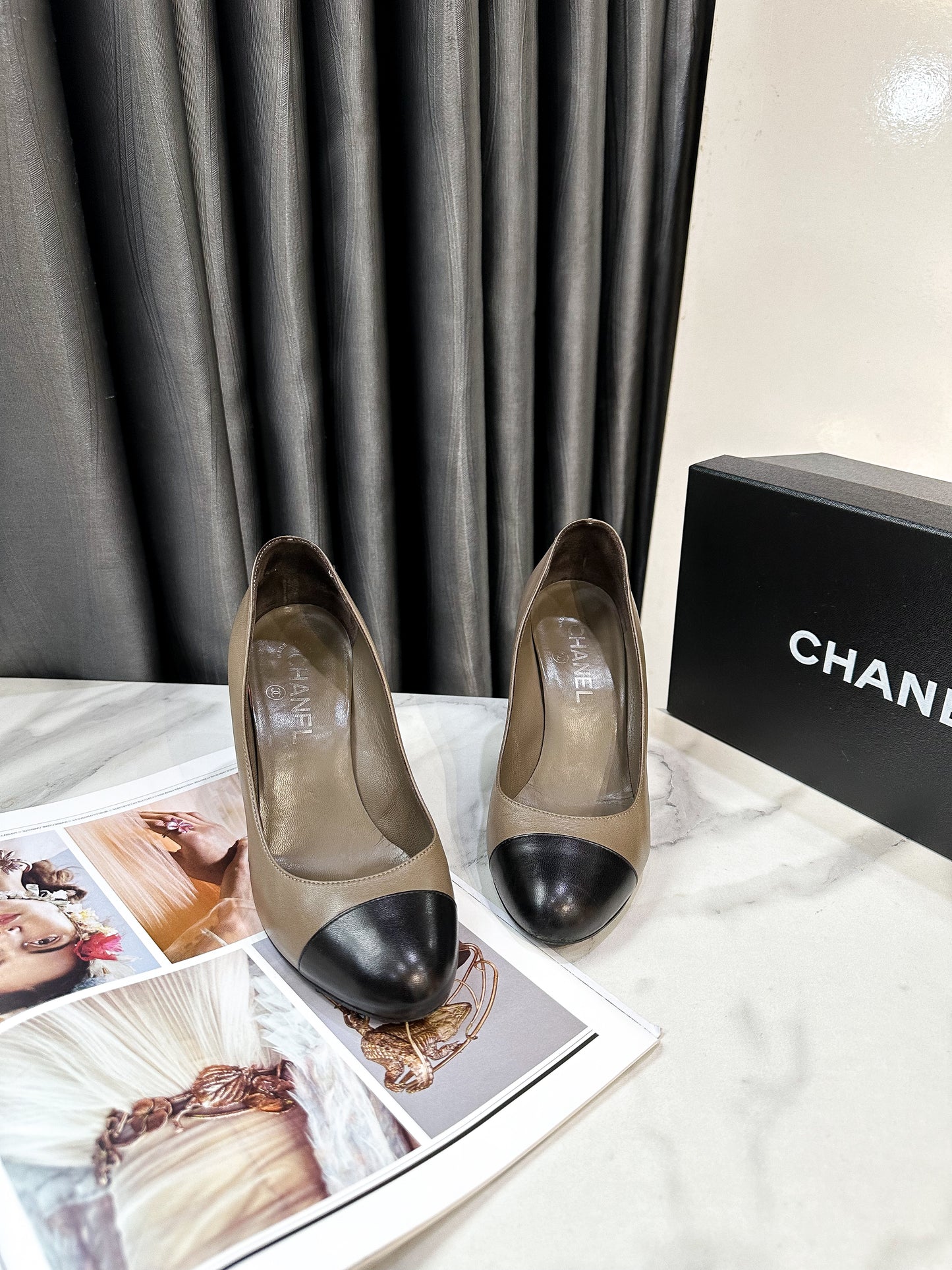 Giày Chanel Gót Trụ Size 37.5C