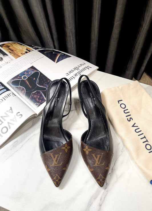 Slingback LV Mono Phối Đen