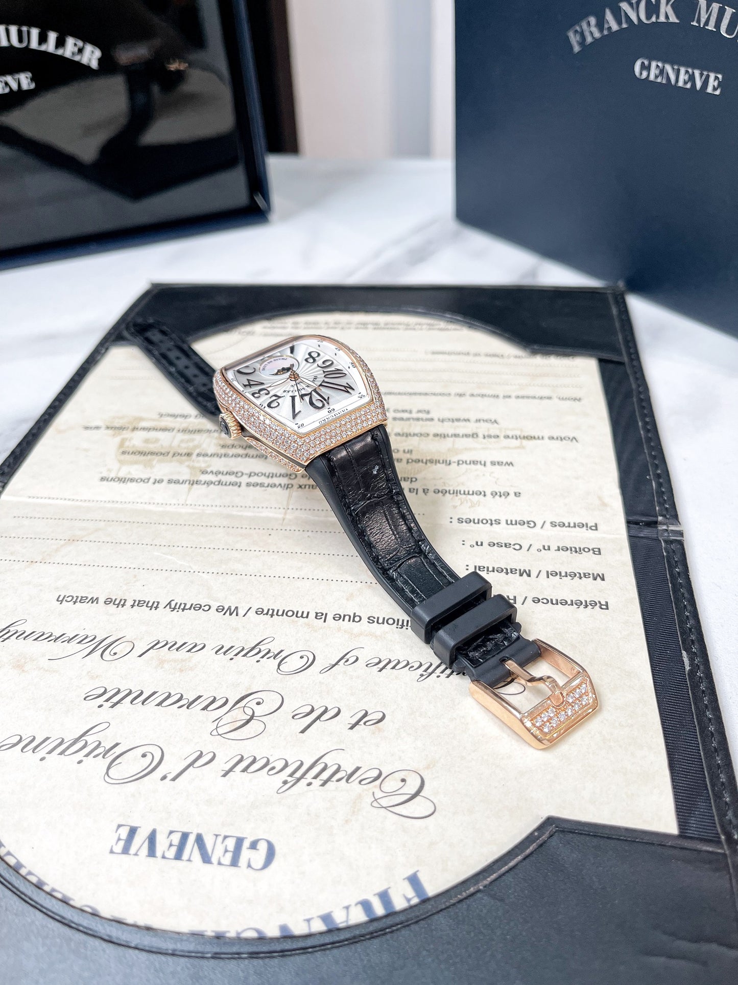 Đồng Hồ Franck Muller V32 Moonphase Rose Gold Diamond Custom