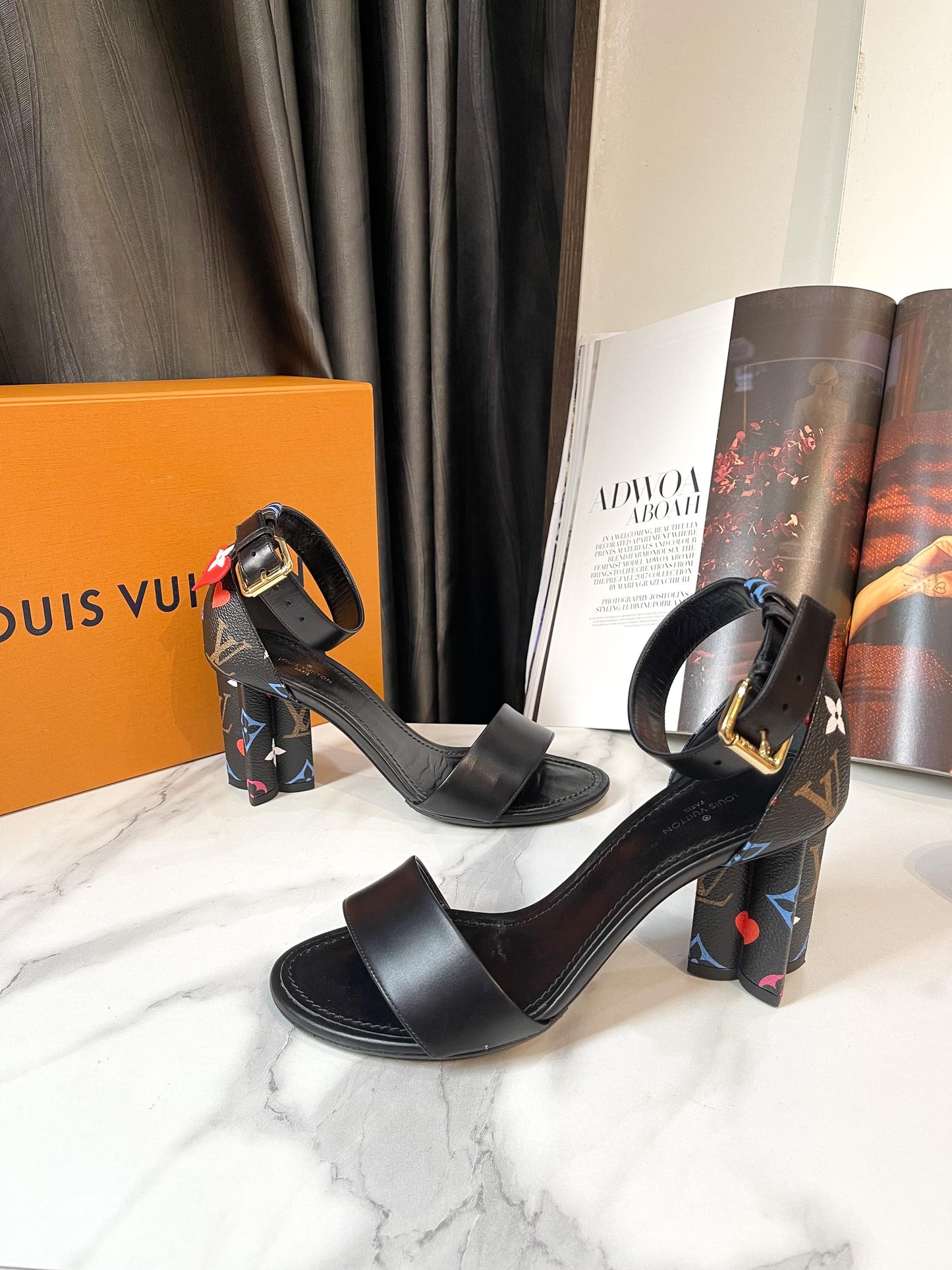 Sandal LV Gót Logo Màu size 37