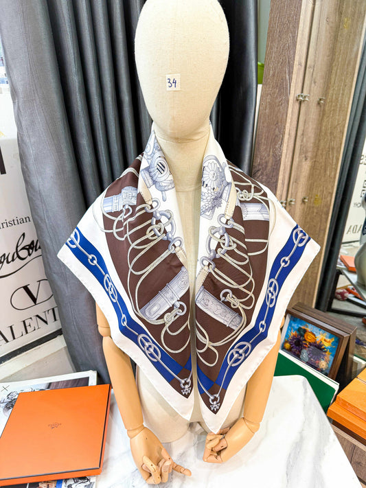 Khăn Lụa Hermes New Khổ 90x90 HN34 4/11