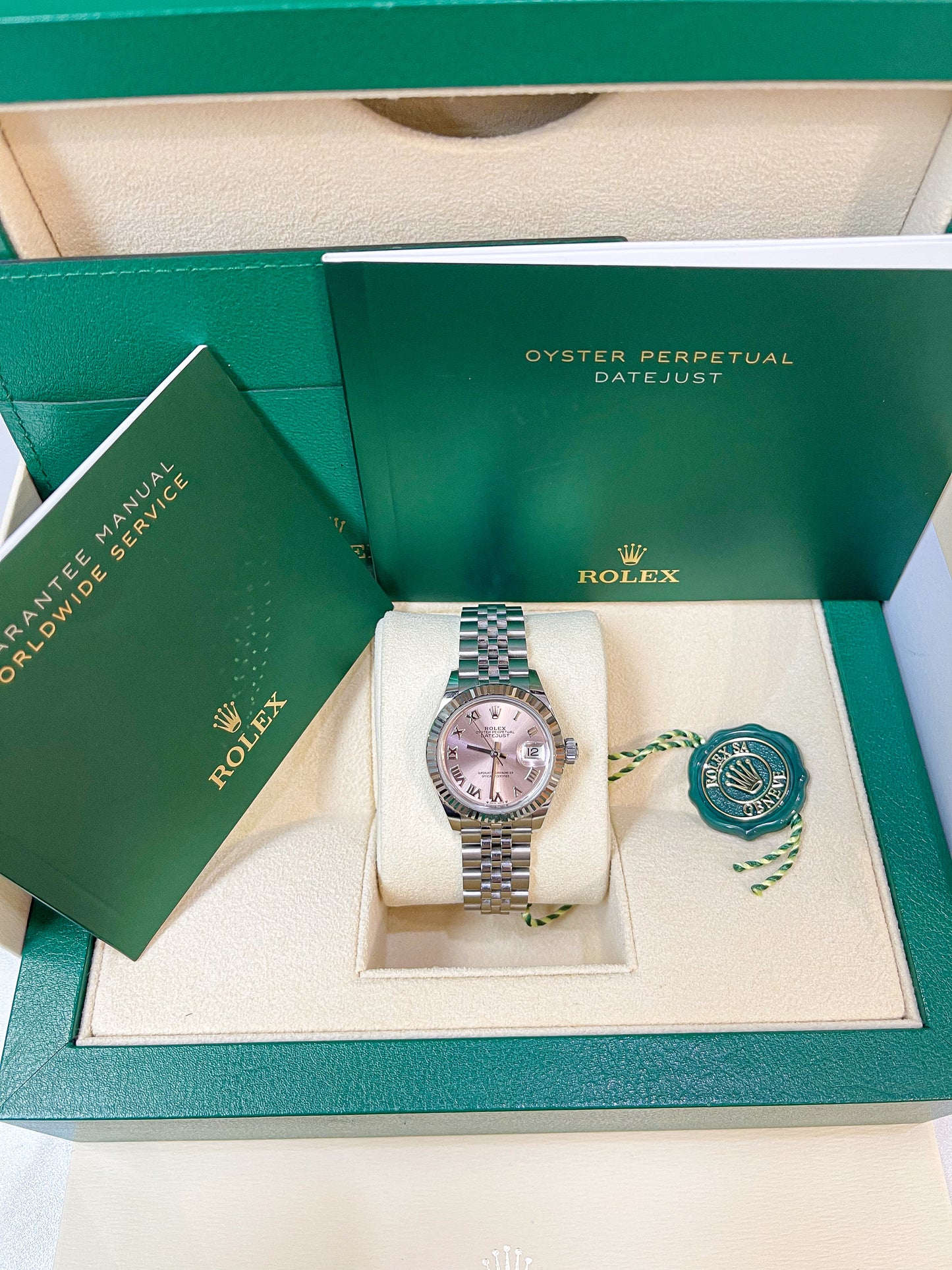 Rolex 28 Cọc La Mã Mặt Pink