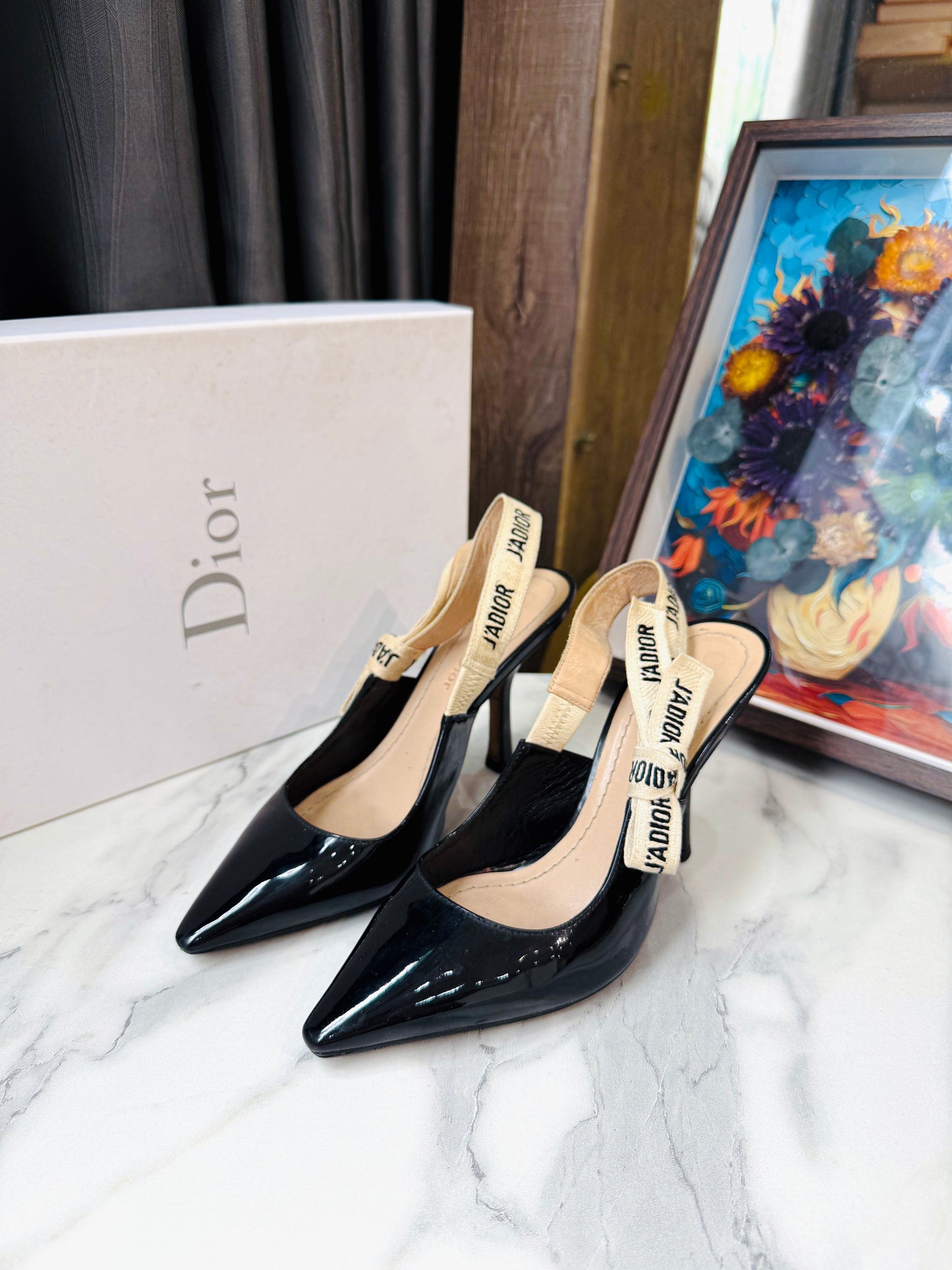 Slingback Dior Đen Size 34.5D
