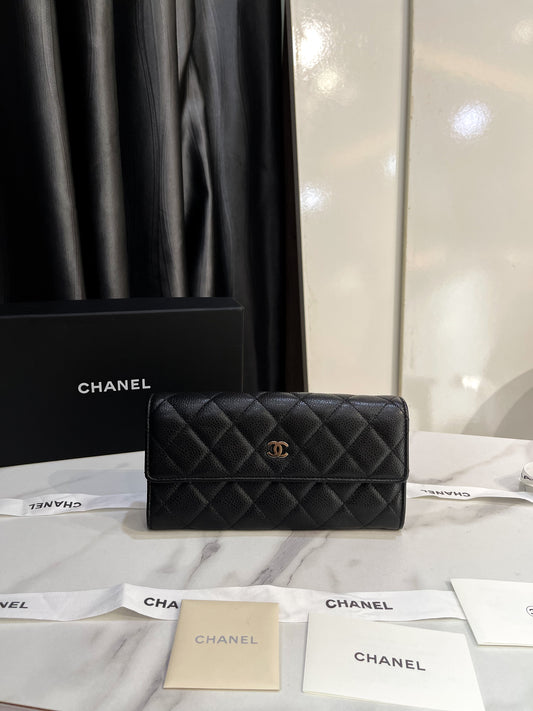 Ví Gấp Chanel Caviar Đen