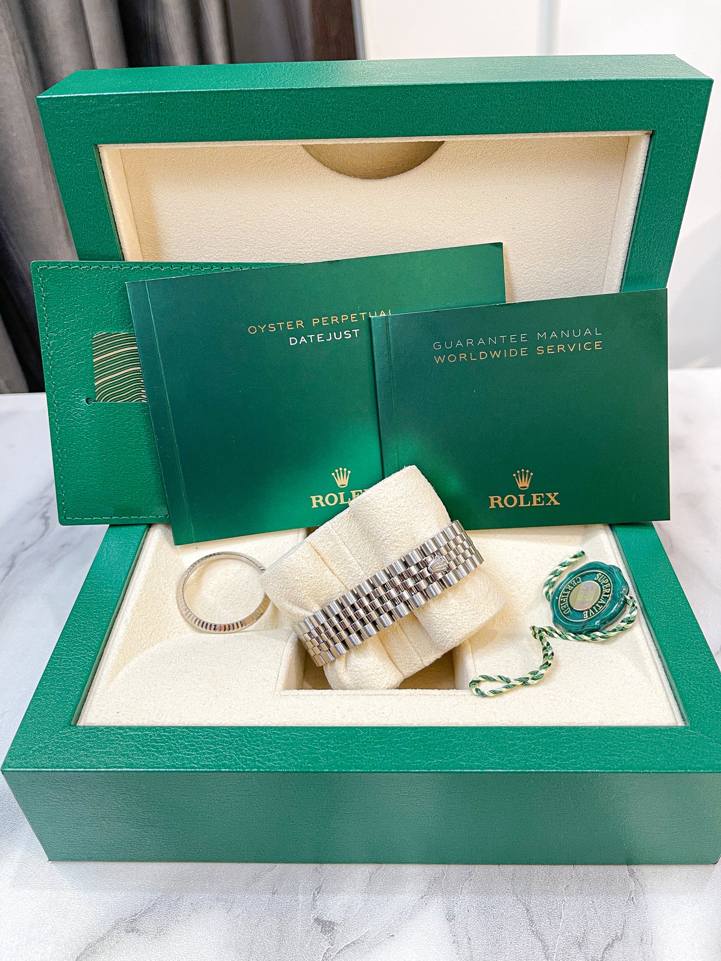 Rolex 31 Mặt Xanh, Niềng Kim Cương Custom