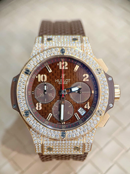 Đồng Hồ Hublot Bigbang 41mm Gold Pave Diamonds Capuchino