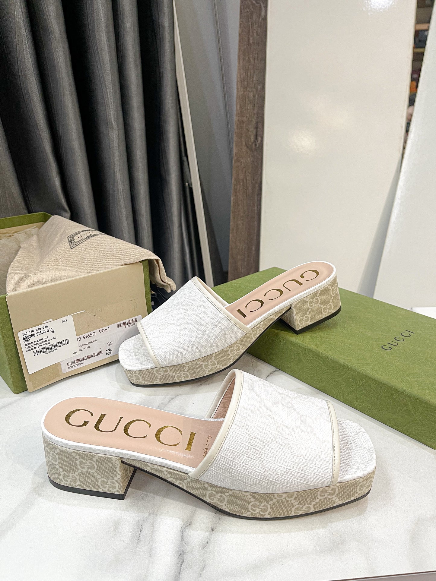 Dép Gucci Trắng Size 38